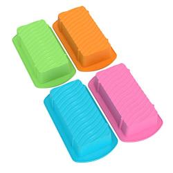 Bakerpan Silicone Mini Cake Holders, 4.5 Inch Loaf Pan, Rectangle Shape Mold, Set of 4