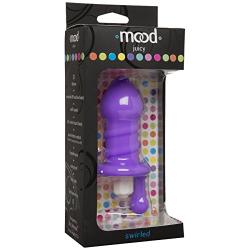 Doc Johnson Mood - Juicy - Silicone Juicer-Style Vibrating Butt Plug - Swirled Neck - Purple