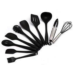 BestDealzToday Cooking Set |Non-Stick Kitchenware Silicone Heat Resistant Kitchen Cooking Utensils Baking Tool Cooking Tool Set (Black)