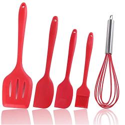 Professional 5pcs Set Silicone Cooking Sets Egg Beater Spoon Spatula Oil Brush Kitchenware, Kitchen Oil Brush - Pink Kitchen Utensils, Aluminum Spatula, Kitchen Ware, Silicon Utensils