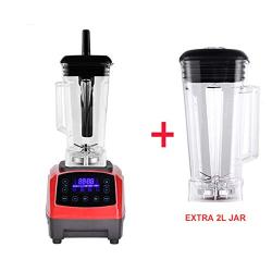 Touchscreen Digital Automatic Smart Timer 3Hp 2L Professional Smoothies Blender Mixer Juicer Food Fruit Processor,Red Extra 2L Jug,Us Plug