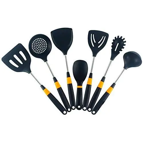 7-Piece Kitchen Utensil Set Silicone Non stick Cooking Utensils for Kitchen Tools Kitchenware Stainless Steel Handle Spatula Set