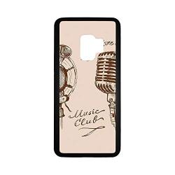 Jazz Music Decor Rubber Phone Case,Old Fashioned Doodles with Waves and Vintage Microphone Print Retro Style Boho Decor Compatible with Samsung Galaxy S9,One Size