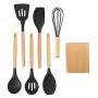 MeterMall Wood Handle Non-Stick Pan Silicone Kitchenware Set Cooking Tools Six-Piece Wooden seat