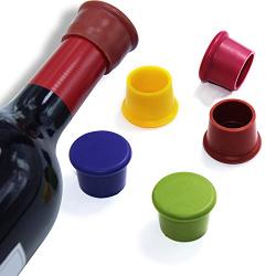 Silicone Wine Stoppers by GNAWRISHING 5Pcs Reusable Silicone Bottle Cap Made of Food Grade Silicone, BPA FREE, Good for Wine, Beer and Others Beverage Bottles (5 Colors)