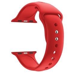 HUANLONG Watch Band 38mm 40mm 42mm 44mm, Soft Silicone Sport Style Iwatch Wristband Compatible for iWatch Strap Series 1/2/3/4(Red 38mm S/M)