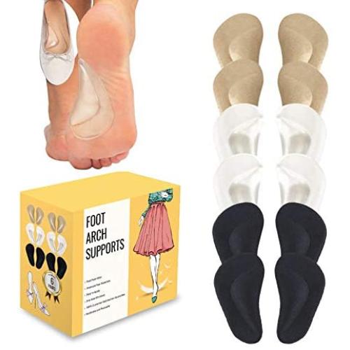 (12 Pieces) Arch Support Shoe Inserts for Flat Feet | Thicken High Arch Support Insoles for Men and Women | Reusable Gel Arch Pads for Plantar Fasciitis