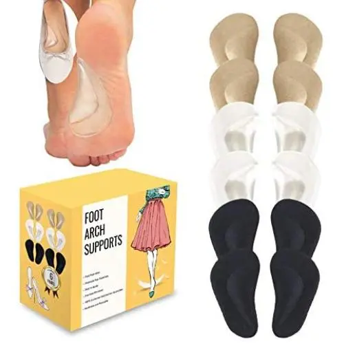 (12 Pieces) Arch Support Shoe Inserts for Flat Feet | Thicken High Arch Support Insoles for Men and Women | Reusable Gel Arch Pads for Plantar Fasciitis