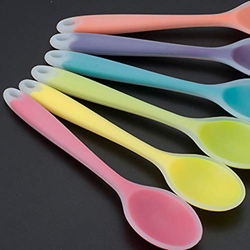 HOT - Spoons - Home Use Mini Silicone Soup Spoon Colorful Heat Resistant Spoons Kitchenware Cooking Tools Utensil Color Random - by Garlic - 1 PCs