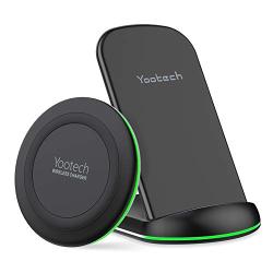 Yootech Wireless Charging Bundle, [2 Pack] 10W Max Qi-Certified Wireless Charging Pad Stand, Compatible with iPhone 11/11 Pro/11 Pro Max/Xs MAX/XR/XS,Galaxy Note 10/Note 10 Plus/S10Plus(No AC Adapter)