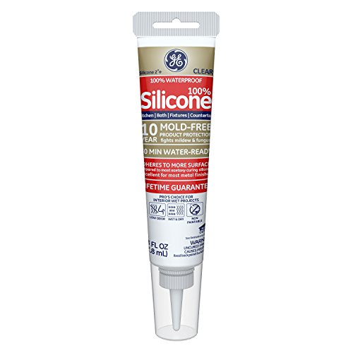 GE GE284 Silicone 2+ Kitchen & Bath Sealant Caulk Squeeze Tube, 2.8oz, Clear