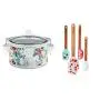 The Pioneer Woman| 6-Quart| Portable Country Garden Slow Cooker bundle with The Pioneer Woman Garden Party Silicone Spatula and Mini Spatula Set| 4-Pack| Teal|