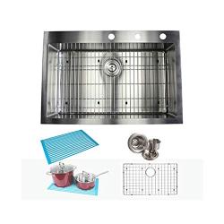 Single Sink 33 Inch Topmount/Drop In Stainless Steel Kitchen Sink Package 16 Gauge Single Bowl Basin Complete Sink Pack pppp106