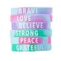 Juvale Inspirational Rubber Bracelets - 36-Pack Silicone Wristbands with 6 Positive Word Designs, Motivational Gifts, Party Favors for Kids, Teens, Adults