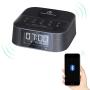 Homtime Wireless Charging Alarm Clock Radio with Dual Alarm, Bluetooth Speaker, Fast Charger, USB Port to Charge Any USB Device, Sleep Timer and Dimmable LCD Display for Bedrooms(Black)