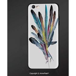 Compatible with iPhone 6 Ultra Slim Shockproof TPU Back Cover for iPhone 6S,Feather House Decor,Inspirational Bouquet of Types of Colorful Retro Quill Pen Feather Figures,Multi