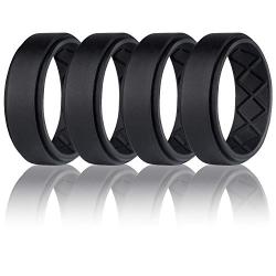 Egnaro Silicone Wedding Ring for Men, Breathable Mens Rubber Wedding Bands, Size 8 9 10 11 12 13, for Crossfit Workout