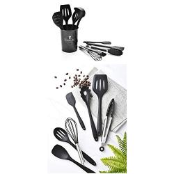 J&Amp;P Solid Wood Handle Silicone Kitchenware Non-Stick Pot Kitchen Tool Baking Set 12 Pieces Containing Kitchen Utensils Storage Bucket 100% No Bpa Non-Toxic Cookware