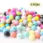 Baby Love Home Baby Teether 150pcs 15mm Silicone Teething Beads Round Loose Organic Nursing Baby Chew Colorful Beads