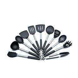 Silicone Kitchenware Stainless Steel Pipe Handle Non-stick Cookware Cooking BBQ Hunger Shovel Spoon Kitchenware Set 11/9/7PCS