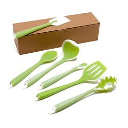 MATCHANT Silicone Kitchenware Set for 6 Pieces Non-Stick Cooking Shovel Spoon Translucent Silicone Kitchenware (Size : 6-Piece)