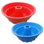 2 Pack Fluted Round Silicone Baking Molds, SENHAI Oven Roasting Non-Stick Bundt Cake Mousse Bread Pan - Red, Blue