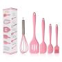JunbosiKitchenware Silicone Kitchenware Set Scraper 5 Piece Set Baking Tool Set Cookware Set Silicone Scraper,Pink