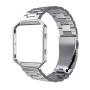 Simpeak Replacement Women Men Stainless Steel Metal Band Strap with Stailess Steel Frame for Fitbit Blaze Smartwatch (Match Link Removal Tool) - Silver