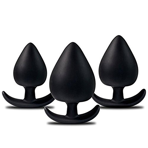 3Pcs/Set Anal Plug Silicone Butt Plug Anal Sex Toy,3 Different Size to Fit,Body Safe Anal Sex Toys,Black
