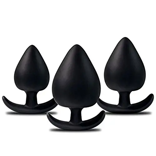 3Pcs/Set Anal Plug Silicone Butt Plug Anal Sex Toy,3 Different Size to Fit,Body Safe Anal Sex Toys,Black
