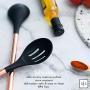 Black Silicone and Copper Cooking Utensils for Modern Cooking and Serving, Stainless Steel Copper Serving Utensils Ideal Spatulas for Non Stick Cookware