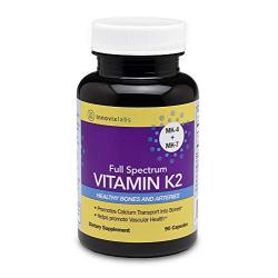 InnovixLabs Full Spectrum Vitamin K2 with MK-7 and MK-4. Pure Trans Bioactive Form. 600 mcg K2 per Pill. Soy and Gluten Free and Non-GMO. 90 Capsules.