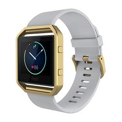 Simpeak for Fitbit Blaze Bands with Frame, Silicone Replacement Band Strap with Frame Case for Fit bit Blaze Smart Fitness Watch, Small/Large