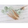 Silicone Kitchenware - Kitchen Wood Handle Silicone Kitchenware Set of 9 Pieces, Cooking Tools Spoon Shovel Baking Set Spatula, 9-piece set