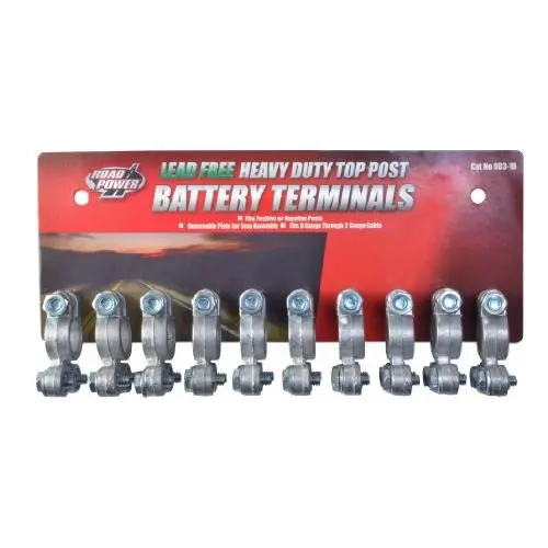 Road Power 903-10 Top Post Battery Terminal, 10-Pack, Chrome, 6 and 12-Volt