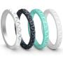 ThunderFit Womens Triangle Diamond Stackable Rings 4 Pack Thin Silicone Wedding Rings - 2.5mm Wide - 2mm Thick