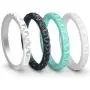 ThunderFit Womens Triangle Diamond Stackable Rings 4 Pack Thin Silicone Wedding Rings - 2.5mm Wide - 2mm Thick