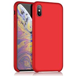 iPhone X Silicone Case, XSHNUO Liquid Silicone Gel Rubber Ultra Thin Case with Soft Microfiber Cloth Lining Cushion for Apple iPhone X (2017) 5.8 inch (Red)