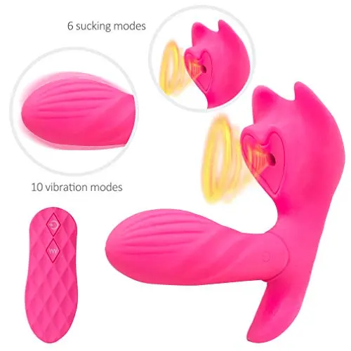 10 Vibration+ 6 Sucking Wearable USB Electric Toy for Women Quiet Powerful Strong with Silicone Wireless Remote Vǐberate Toys Mini Vǐbrant Toy for Women, Wearable Adult Toy, Hot Pink