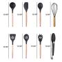 Silicone Cooking Utensils, 11pcs Nonstick Kitchenware with Wooden Handle for Home Restaurant Hotel