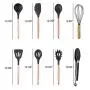 Silicone Cooking Utensils, 11pcs Nonstick Kitchenware with Wooden Handle for Home Restaurant Hotel