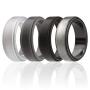 ROQ Silicone Wedding Ring for Men, 4 Packs & Singles Silicone Rubber Wedding Bands - Step Edge Sleek Design - Metallic, Black and Camo Colors
