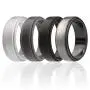 ROQ Silicone Wedding Ring for Men, 4 Packs & Singles Silicone Rubber Wedding Bands - Step Edge Sleek Design - Metallic, Black and Camo Colors