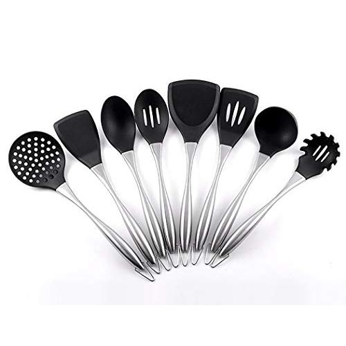 JunbosiKitchenware Food Grade Stainless Steel Spatula Nonstick Silicone Shovel Spoon Food Grade Nylon Silicone Kitchenware Set