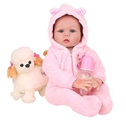 CHAREX Lifelike Reborn Baby Dolls, 22 inch Realistic Silicone Baby Dolls for Girls, Vinyl Silicone Newborn Dolls with Dog Set, Gift for Kids Age 3+