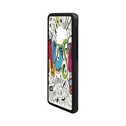 Music Rubber Phone Case,Pop Art Featured Doodle Style Musical Background with Instruments Sound Art Illustration Compatible with Samsung Galaxy S9,One Size