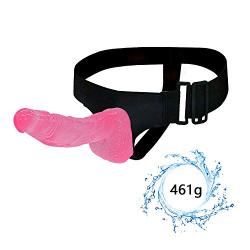 9.05inch Safe Soft Material Real Hollow Strap on Toy-Didle Unisex Massager Extension Good Tools Women Pink