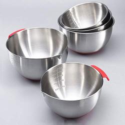 Stainless Steel Mixing Bowl with Ergonomic Non-Slip Silicone Base Professional Kitchenware (Color : B, Size : M)