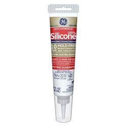 GE GE281 Silicone 2+ Kitchen & Bath Sealant Caulk Squeeze Tube, 2.8oz, White