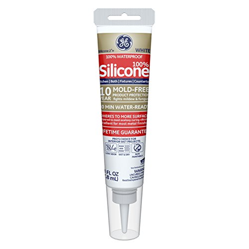 GE GE281 Silicone 2+ Kitchen & Bath Sealant Caulk Squeeze Tube, 2.8oz, White